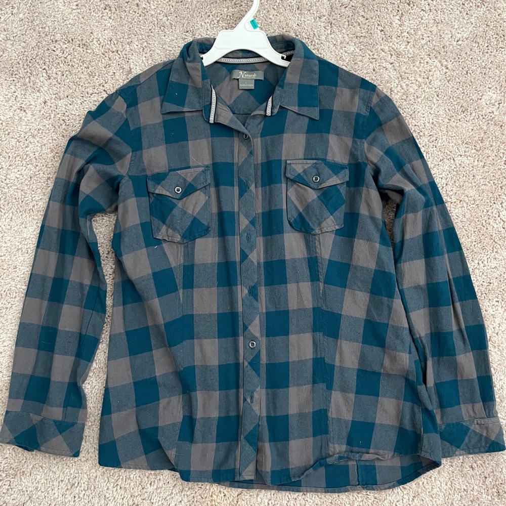 Blue and Gray Plaid Shirt